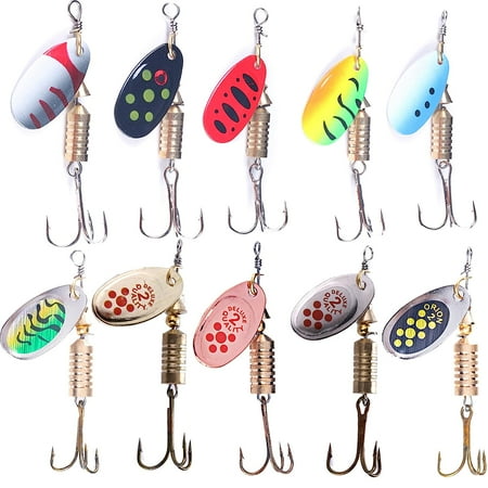 Trout Lures Spinner Baits Fishing Lures Kit for Bass Trout Spinners Lure with Tackle Box Spinnerbait for Freshwater Saltwater 10pcs