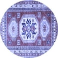 thumbnail image 1 of Ahgly Company Indoor Round Geometric Blue Traditional Area Rugs, 4' Round, 1 of 4