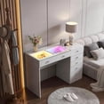 thumbnail image 5 of Fenchilin 48" Vanity Mirror Desk with Lights RGB 8 Drawers White, 5 of 8