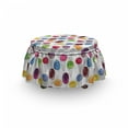 thumbnail image 3 of Ice Cream Ottoman Cover, Hand-drawn Watercolored, 2 Piece Slipcover Set with Ruffle Skirt for Square Round Cube Footstool Decorative Home Accent, Standard Size, Multicolor, by Ambesonne, 3 of 5