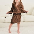 thumbnail image 5 of Boys Girls Kids Hooded Bathrobe,Soft Flannel Loungewear Robe with Adjustable Tie,Cartoon Print,for Toddlers to Kids 2-12 Years Toddler Pajamas Gibobby,Brown,Size 5-6T, 5 of 9