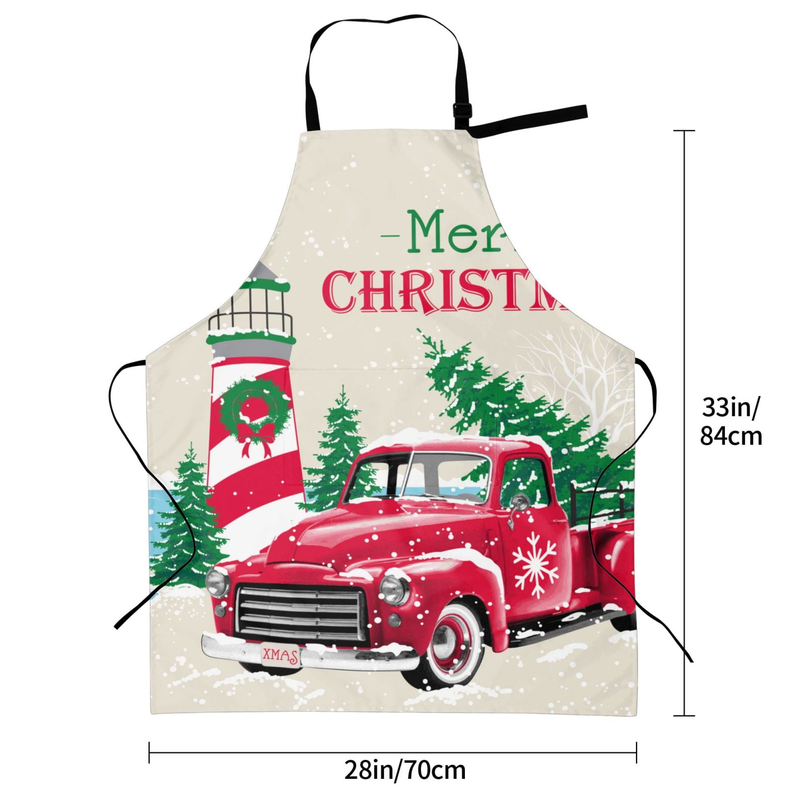 Picia Merry Christmas 1 Waterproof Apron for Unisex Adult - Adjustable Bib Apron with Pockets, Ideal for Cooking, Gardening, Painting, and Household Chores