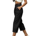 thumbnail image 6 of Binmer Women's High Waist Straight Leg Cropped Capri Pants,Lightweight Casual Trousers with Pockets Black,Women's Plus L, 6 of 6