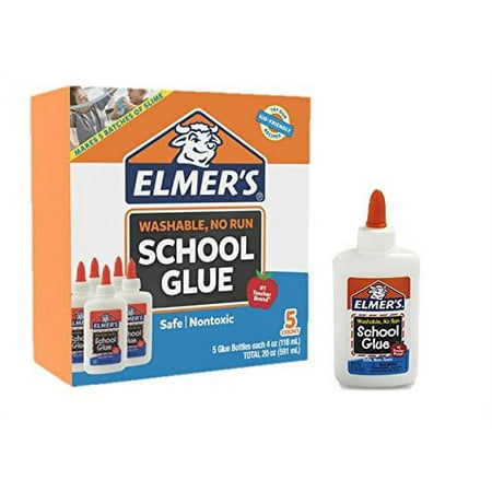 Elmer's Liquid School Glue, White, Washable, 4 oz., 5 Count