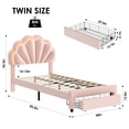 thumbnail image 3 of Homfa Twin Bed Frame with LED Light & Storage Drawer, Upholstered Platform Bed with Adjustable Petal Headboard, Pink Velvet, 3 of 8