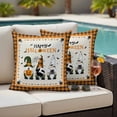 thumbnail image 4 of Happy Halloween Outdoor Waterproof Pillow Covers, Gnomes Pumpkins Cat Orange Black Plaid Decorative Square Throw Pillowcase Sofa Cushion Sham for Patio/Couch/Chair, 20"x20" 2 Pack, 4 of 8