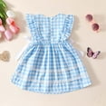thumbnail image 4 of Yammkia Dress Girls Baby Summer Flying Sleeves Smocked Blue Pink Plaid Smocked Dress Summer Clothes Bow at Waist 6 9 12 18 24 Months 2T 3T 4T (Blue,Size 2-3 Years), 4 of 9