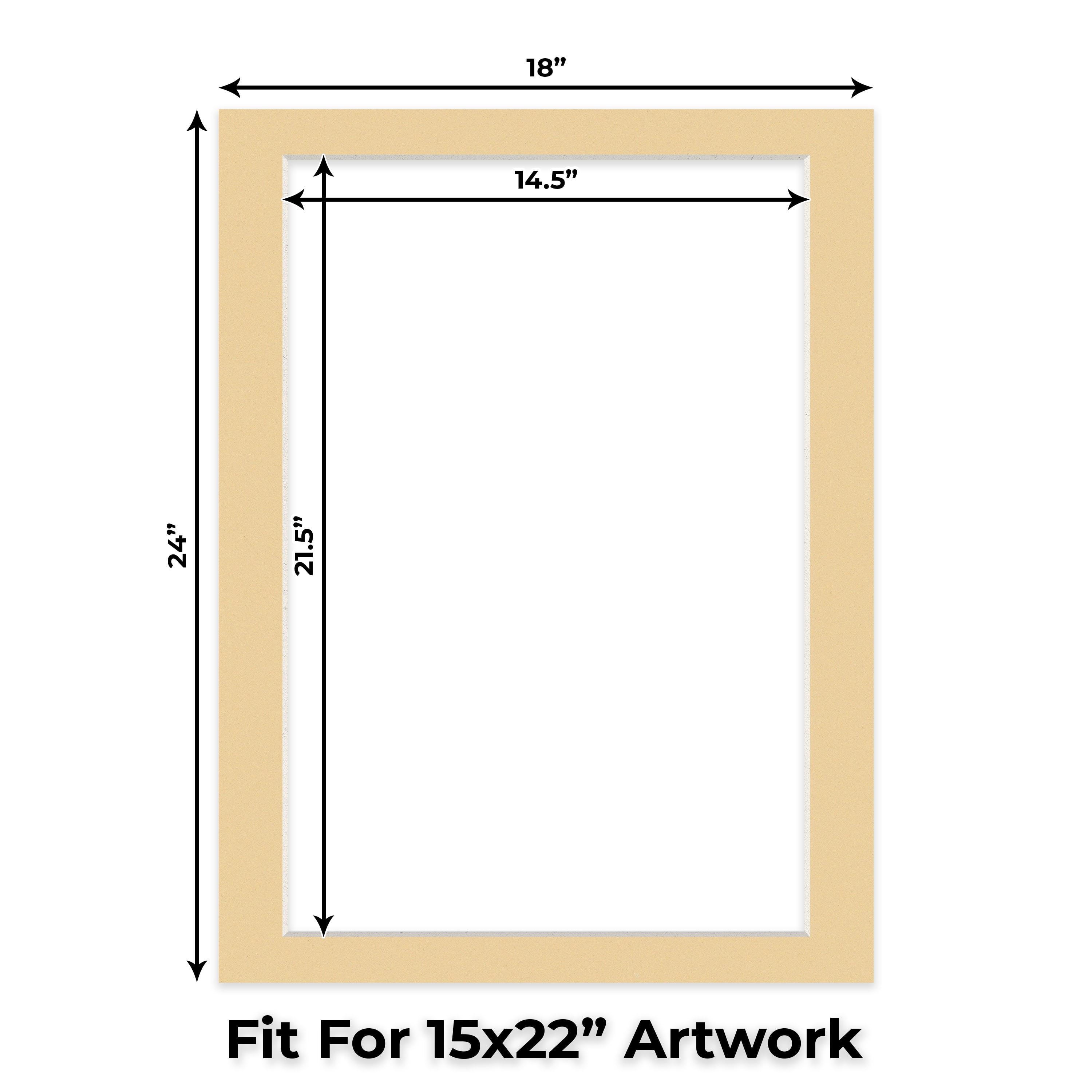 Beige Picture Frame Mat for 18x24 Frames - Fits 15x22 Photos - 25 Mats