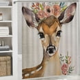 thumbnail image 6 of BCIIG Deer Flower Crown Bathroom Decor Set with Hooks, Colorful Luxurious Graphic Print Polyester Fabric Shower Curtain, Waterproof and Easy to Install 36x72, 6 of 7