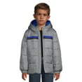thumbnail image 2 of Weather Tamer Boys Hooded Long Sleeve Chest Stripe Winter Puffer Coat, Sizes 4-16, 2 of 6