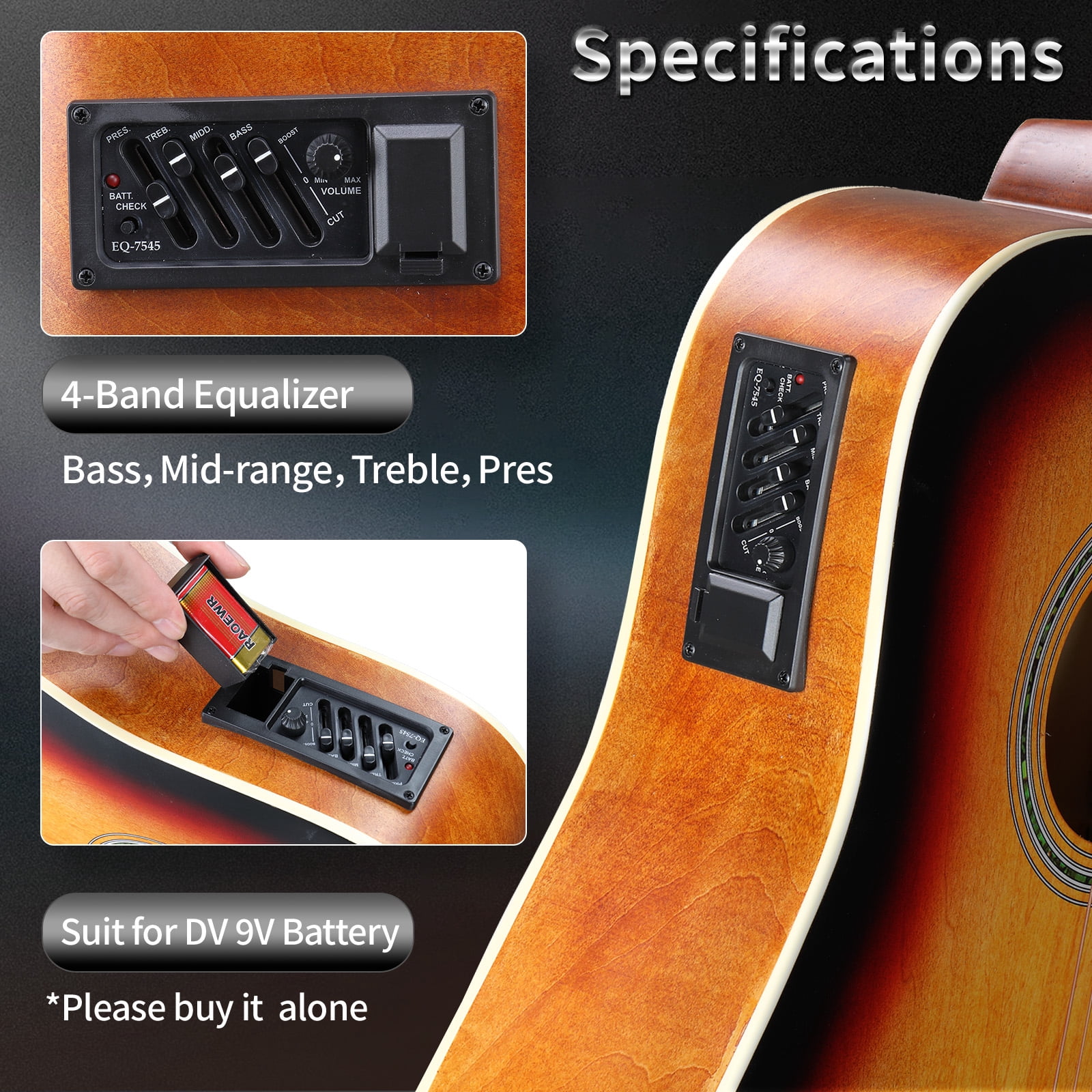 Ktaxon 41-Inch Full-Size Acoustic Electric Guitar with 10W Amp Bag Tuner and other Accessories Brown