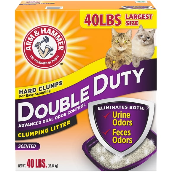 Litière pour chat agglomérante parfumée Arm & Hammer Double Duty Dual Advanced Odor Control, 18 kg