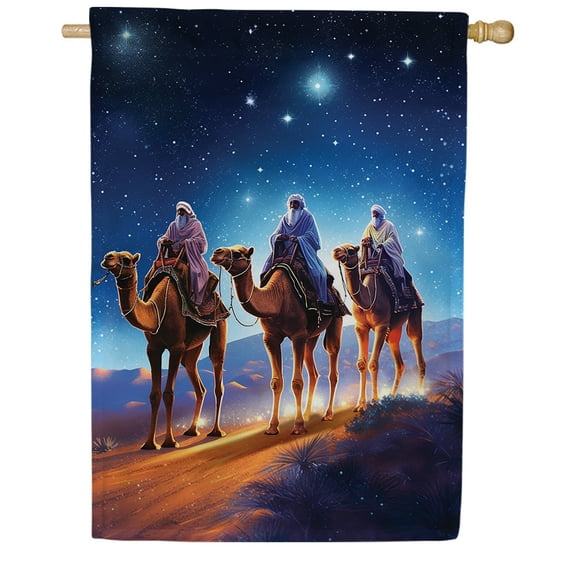 America Forever Wise Men House Flag, 28 x 40 inch Double Sided, Looking For New King Banner, Nativity Star Bethlehem Outdoor Decor, Religious Christmas Outside Decorations Yard Flag