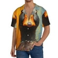 thumbnail image 1 of Balery Colorful Painted Duck Camisa Casual de Manga Corta con Botones para Hombre, Texturizada, Estilo Cubano, para Playa, Verano-Small, 1 of 5