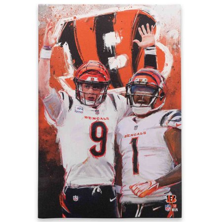 NFL Cincinnati Bengals Joe Burrow & Ja Marr Chase Painterly Graffiti Canvas Wall Decor for Man Cave Office or Game Room NFL Cincinnati Bengals Joe Burrow & Ja Marr Chase Painterly Graffiti Canvas Wall Decor for Man Cave Office or Game Room