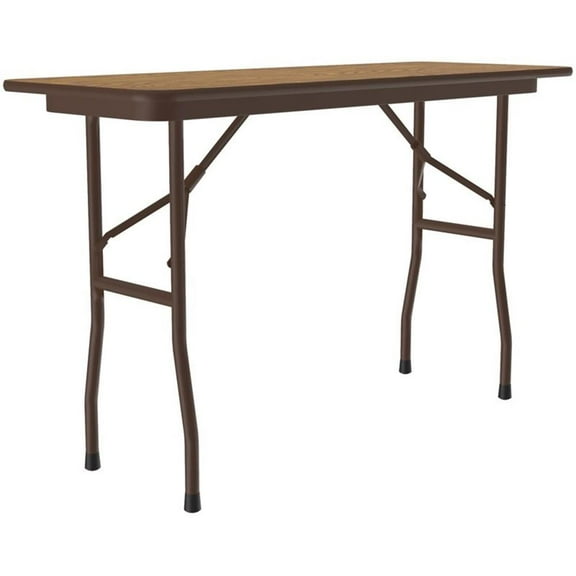 UrbanPro 18"W x 48"D Metal & Wood Folding Table in Medium Oak/Wishbone