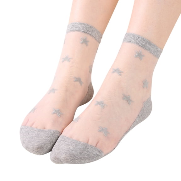 Ladies Transparent Star Stockings Soft Summer Cool Glass Short Socks For Leisure Comfort