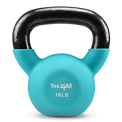 Kettlebell Yes4All Neopreno 4,5 kg 10 Libras Color Azul Pavo Real