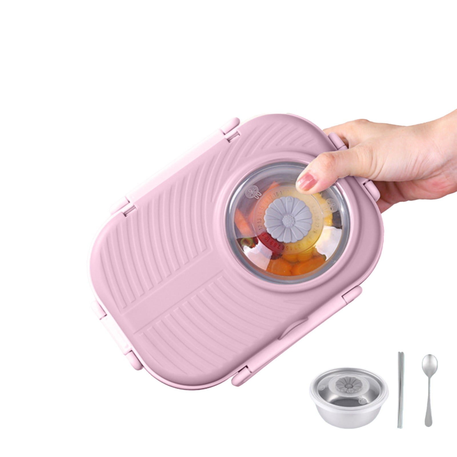 Bento Lunch Box, 304 Stainless Steel Portable Leakproof Lunch Food Containers Set with 2 Compartment for Adults - with Chopsticks Spoon Soup Bowl Gift for Friends, Family (Navy) Multisize