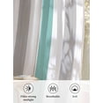 thumbnail image 6 of Sheer Curtains 54 Inch Length 2 Panels Set for Kitchen, Turquoise Gray Striped Semi Sheer Curtains for Windows, Farmhouse Stripe Art Voile Window Treatments Rod Pocket Curtain, 6 of 7
