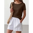 thumbnail image 4 of ANRABESS Womens Boat Neck Tops Short Sleeve T-Shirts Causal Fashion Tee Shirts 2026 Summer Spring Clothes Brown Small, 4 of 7