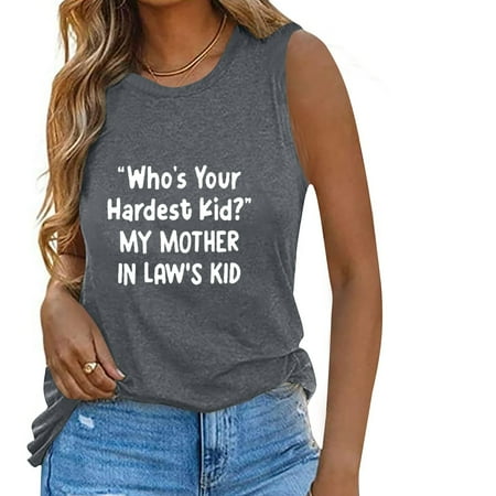 

Tank Tops for Womens Summer Casual Loose Sleeveless Shirts Printed Round-Neck Tees Sleeveless Tank Wyongtao
