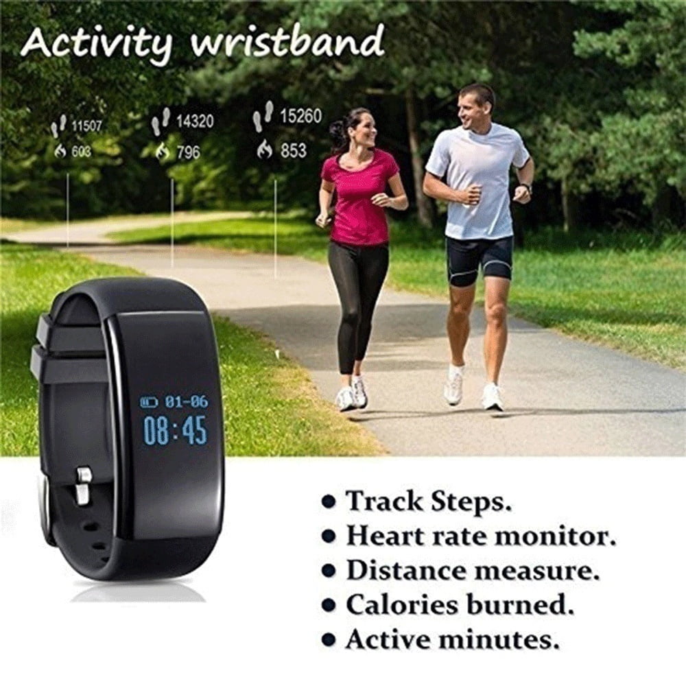 DFit D21 Smart Bracelet Heart Rate Monitor Smart Band Bracelet Fitness Tracker Sport Pedometer Wristband for Android IOS With Surprise Gift Walmart