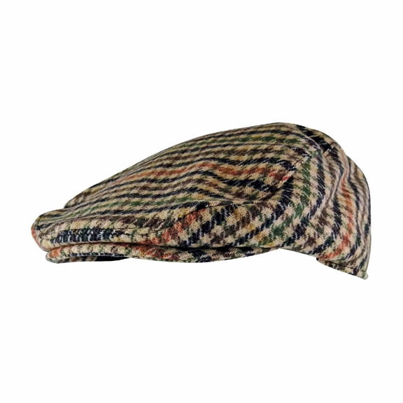 Mens Vintage Houndstooth Plaid Wool Blend Newsboy Flat Ivy Cap Hat