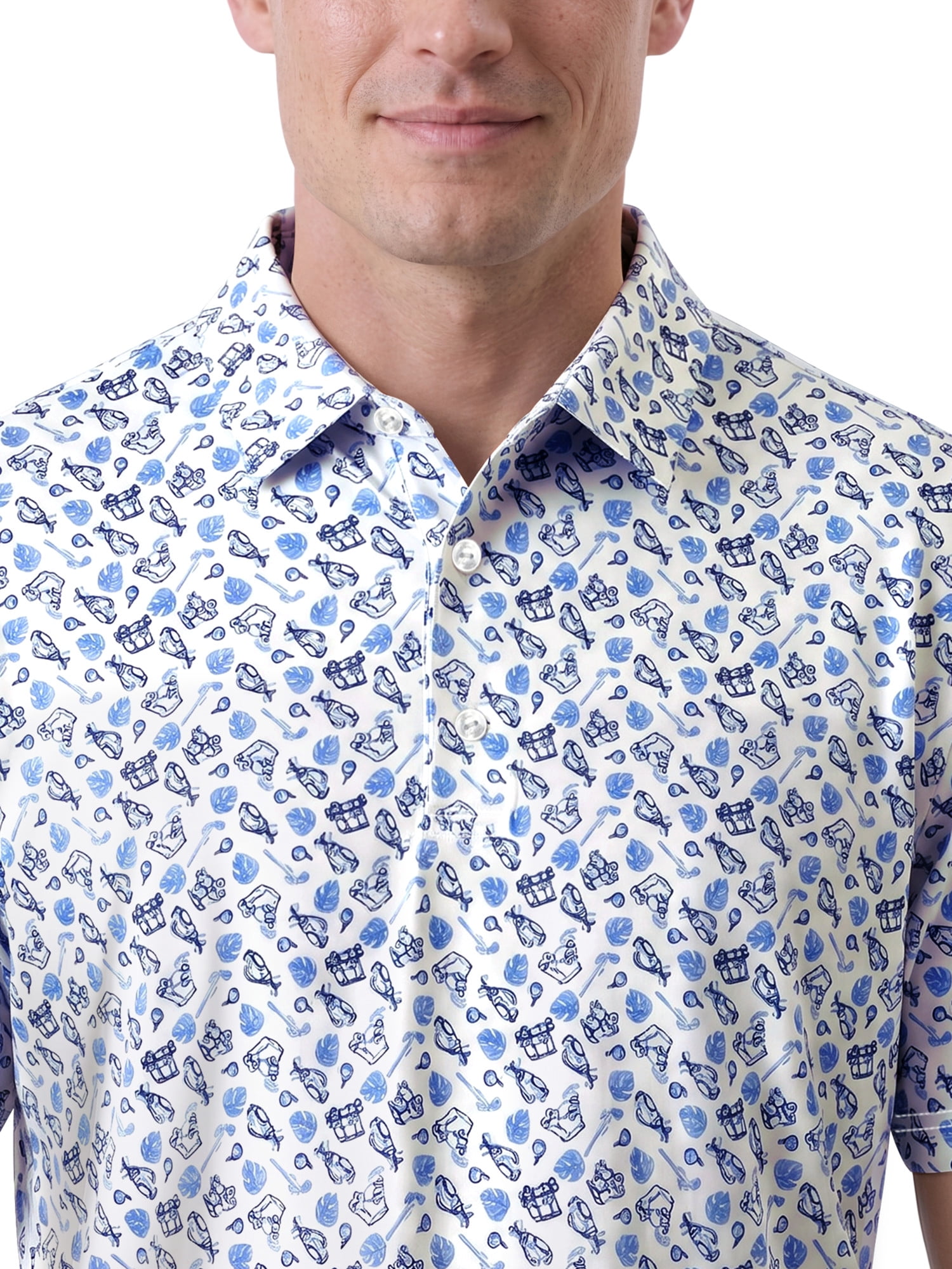 Ben Hogan Performance Men’s & Big Men's All-Over Tossed Print Short Sleeve Golf Polo Shirt, Sizes S-4XLT