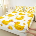 thumbnail image 3 of Manfei Kawaii Duck Bed Sheets,Princess Crown King Sheets,Yellow White Sheet Set For Teens,Microfiber Bedroom Decor,4 Pieces, 3 of 7