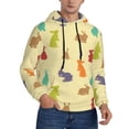 thumbnail image 2 of Pofeuu Colorful Rabbit Print Mens Casual Hooded Collar Drawstring Hoodies Pullover Sweatshirts Casual Long Sleeve Shirts-Large, 2 of 7