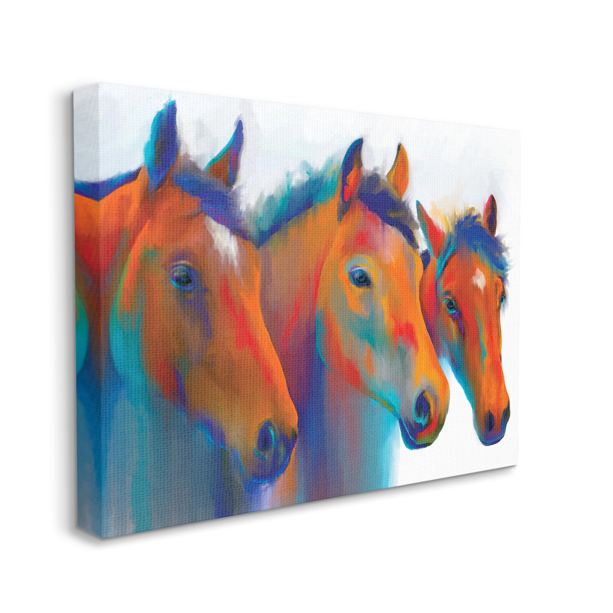 Stupell Industries Country Horse Trio Abstract Blue Orange Equestrian Animals, 30 x 24, Design by Kamdon Kreations