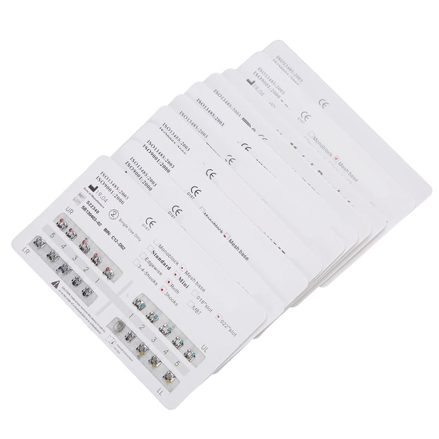 10 paquetes de soportes de ortodoncia para dientes dentales de Metal, Base de malla Mini Roth 022, 3 ganchos