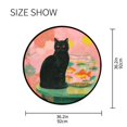 thumbnail image 5 of 36.2 Inch Round Floor Mat Black Cat and Goldfish Bowl Carpet Decor Rug for Living Room Bedroom, 5 of 6