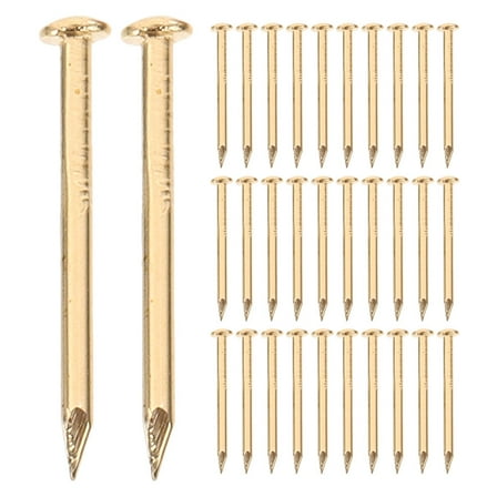 IDEANATEGRATE 200Pcs Golden Copper Fixing Nail for Diy Enthusiasts Round 1.20X0.30X0.30Cm