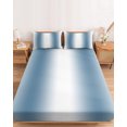 thumbnail image 2 of Twin XL Size Fitted Sheet Set - Blue White Ombre 2 Piece Bedding Sets 16" Deep Pocket Fitted Sheet with 1 Pillowcases, Modern Abstract Art Farmhouse Gradient Brushed Microfiber Hotel Bed Sheets, 2 of 9