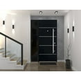 thumbnail image 3 of Front Exterior Prehung Steel Door / Deux 6083 Black Enamel / Side Exterior Window Sidelite / Stainless Inserts Entry Metal Modern Painted W36+16" x H80" Right hand Inswing, 3 of 6