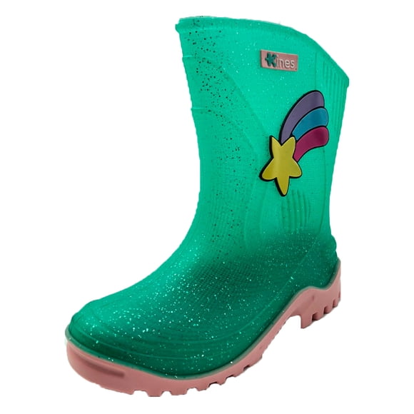Bota De Lluvia Para Niña Castalia 520-60 Verde Con Brillos