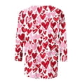 thumbnail image 5 of Penkiiy T-Shirt de la Saint-Valentin pour Femmes Manches 3/4 Col Rond Mignon Cœurs Graphiques T-Shirts Mode Décontractée Blouse 3TG Multicolore, 5 of 5