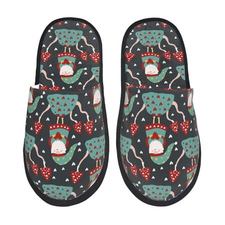 Balery Gnome With Mushroom 2 Slient Indoor Furry Fleece Comfort House Shoes Soft Non-Slip Home Shoes Cotton slippers House Slippers-- Large