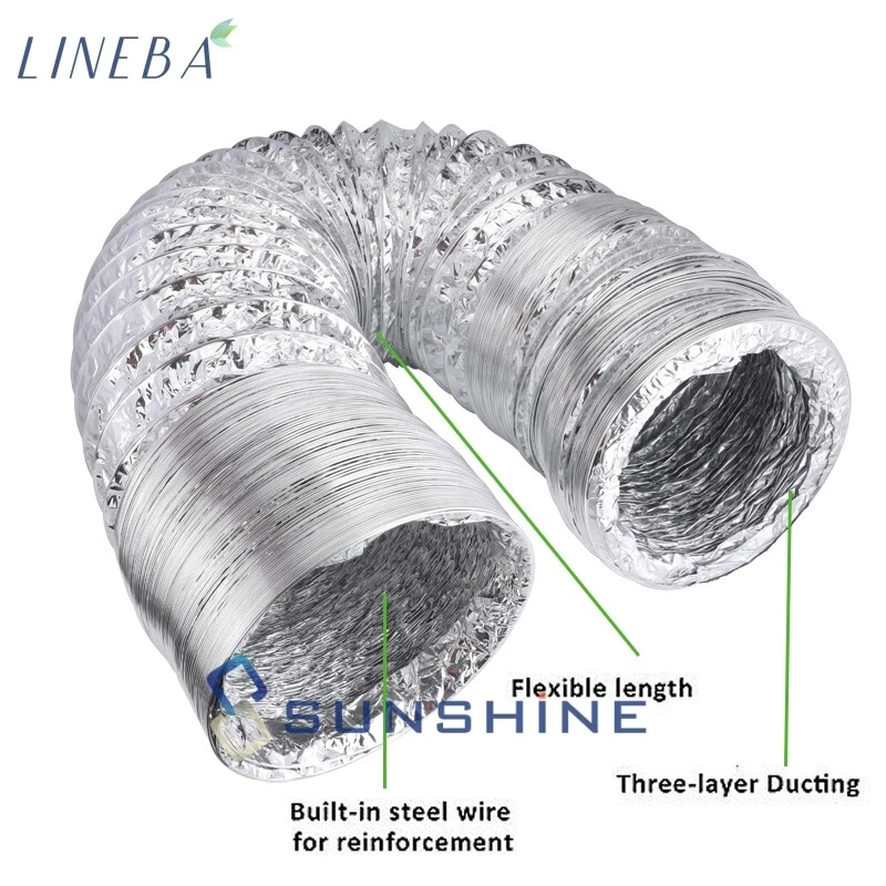 Flexible 4 Inch 8 Feet Aluminum Ducting Dryer Vent Hose For Hvac Exhaust Kitchen