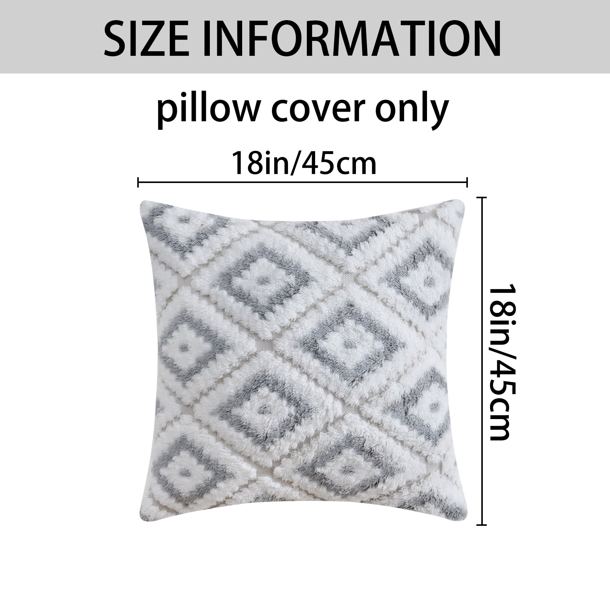 Unique Bargains 4 Pcs Soft Plush Throw Pillow Covers Grey/Navy Blue 18" x 18"