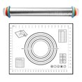 thumbnail image 1 of Juego de almohadillas para amasar con rodillo de acero inoxidable de 17 pulgadas, rodillo de amasar de grosor ajustable con escala para hornear, 1 of 6