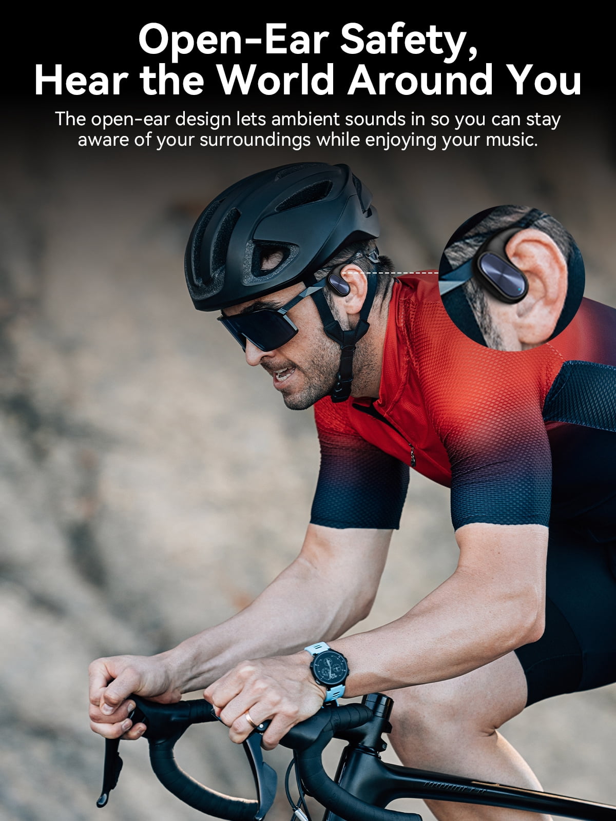 Voistek OBT-020 Wireless Open-Ear Earbuds for Running, Gym, Hiking, Commute | 8H Playtime, Auto Pairing, Bluetooth 5.3, IP57 Sweatproof, Secure Ear Hook - Black