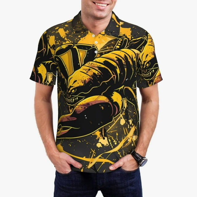 Balery Urban Graffiti Scorpion Illustration Camisa Polo de Hombre con Estampado, de Manga Corta y Tejido Medio, Camisa Tipo Golf Polo-Medium
