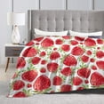 thumbnail image 3 of LNWH Watercolor Red Strawberry Pattern Throw Blanket, Fluffy Soft Cozy Bed Flange Plush Blankets, 40"x30", 3 of 8