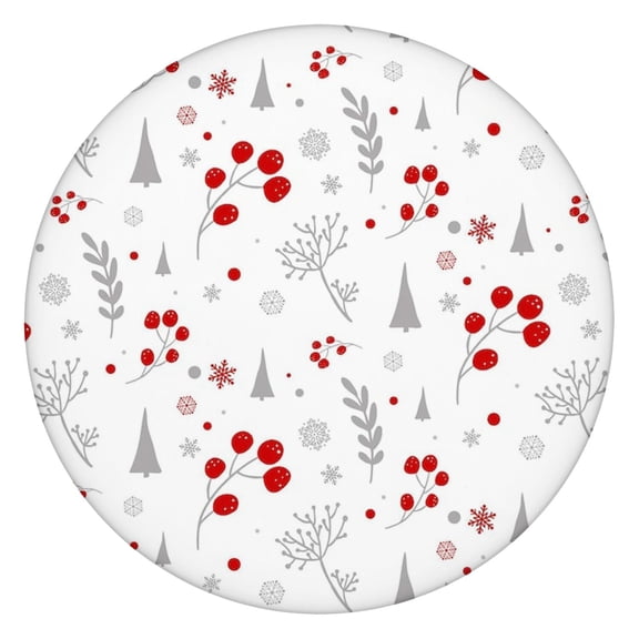 52-Inch Round Stain Resistant Christmas Tablecloth, Elastic Hem Keeps it Secure During Family Holiday Gatherings