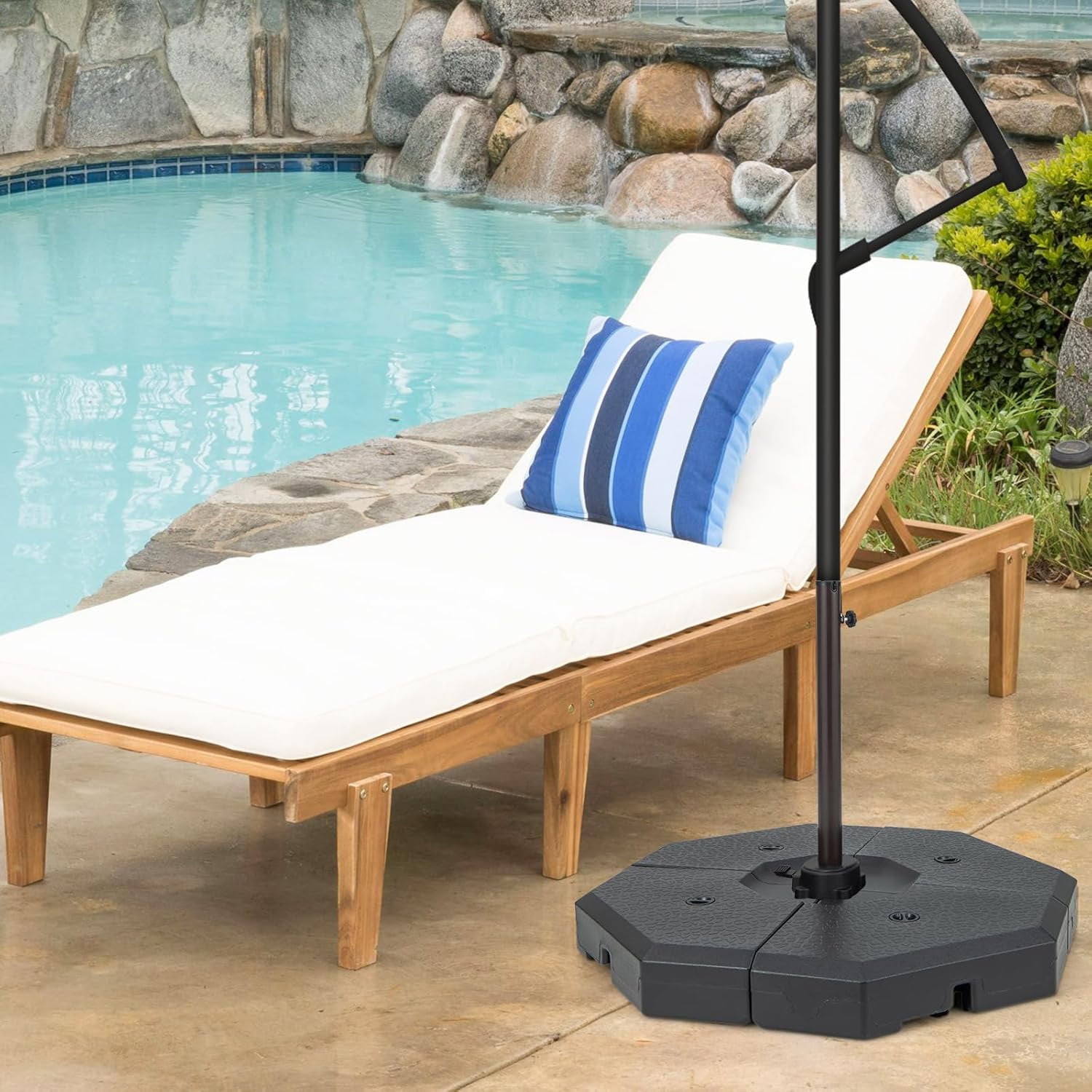Neatifyes 4 Piece 350 lbs Patio Umbrella Base, Octagon Shaped Water & Sand Filled Outdoor Weighted Umbrella Base Plate, 41" x 41" Umbrella Stand for Cantilever Offset Large Umbrella