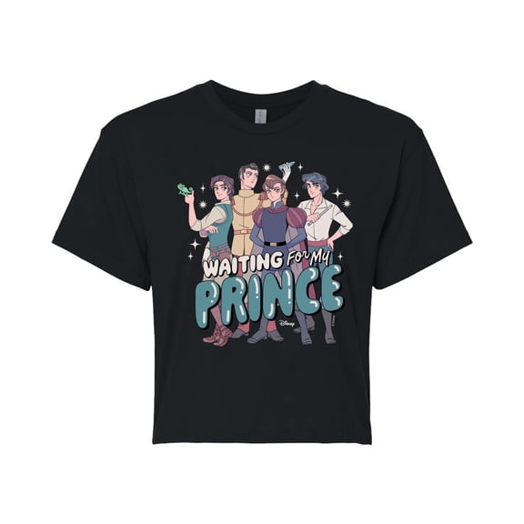 Disney - Waiting For My Prince - Juniors Cropped Graphic T-Shirt