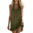 thumbnail image 6 of Fashion Dresses for Womens 2026 Summer Plus Size Cotton And Linen Solid Color Long Skirt With Thin Shoulder Straps And V-neck Suspender Dress, 6 of 8